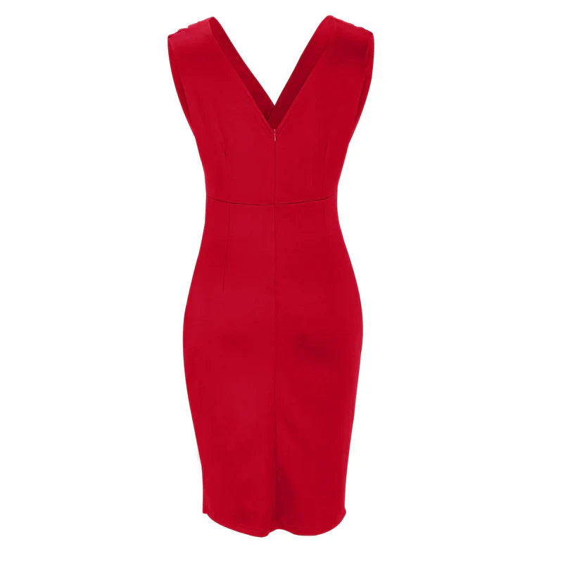 Nuala - Fitted Dress with V-Neckline and Slit
