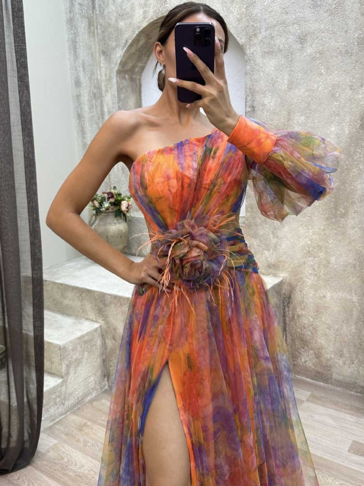 Gella - One-Shoulder Floral Maxi Dress