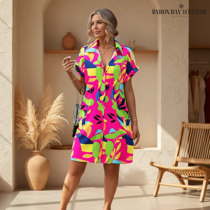 Tiana - Printed Button Down Dress
