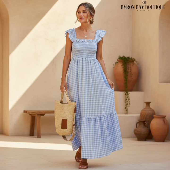 Ivara - Elegant Plaid Summer Dress