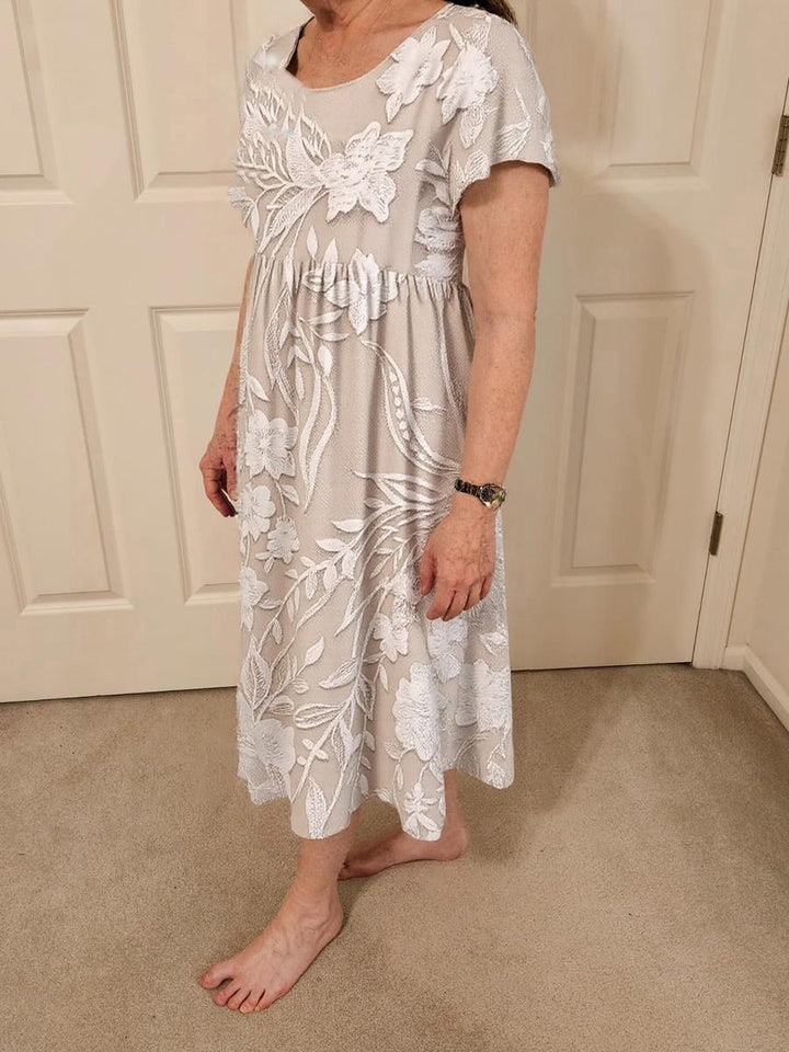 Bernice - Classic Midi Dress with Print & Side Pockets