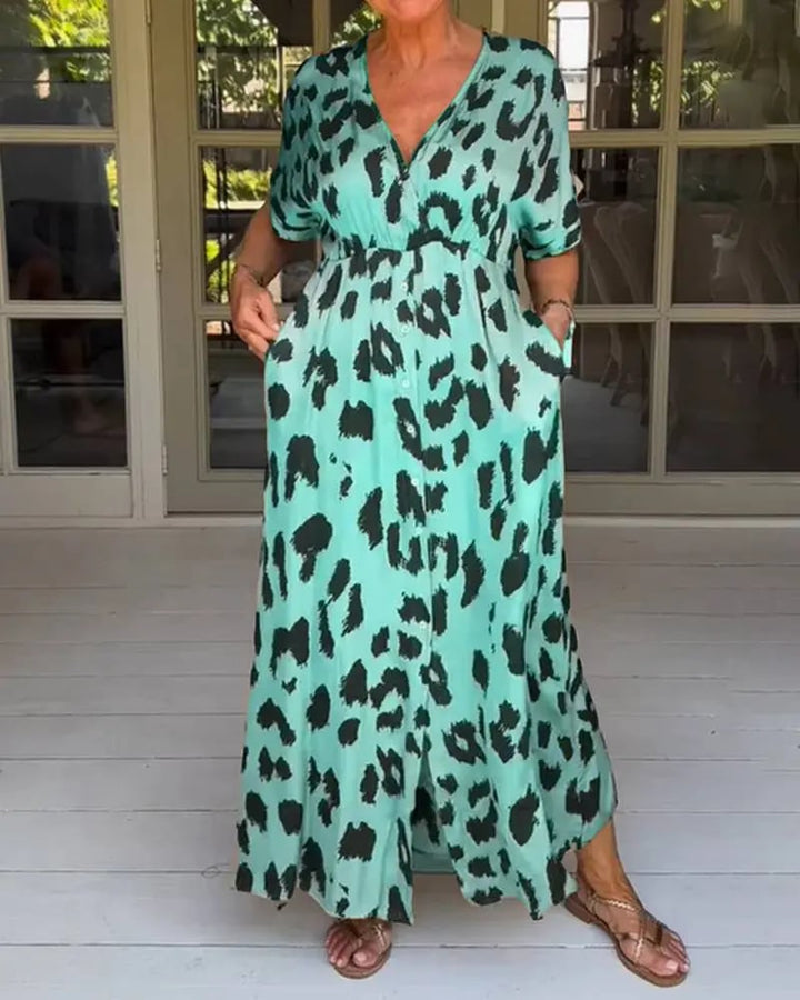 Leopard Print Maxi Dress -  Elegant Eris