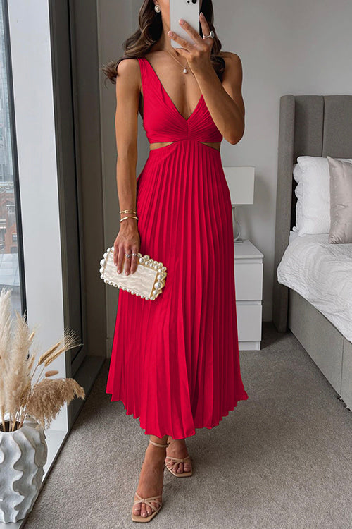 Lavinia Pleated Cut-Out Maxi Dress