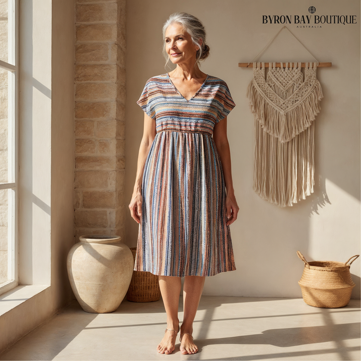 Mona - Striped Boho Style Dress